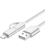 Rose gold Trendoligy 2-in-1 USB-C and micro USB braided fast charger cable