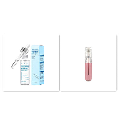 Hyaluronic Acid Serum bottle with dropper and blue packaging for anti-aging skin moisturizing