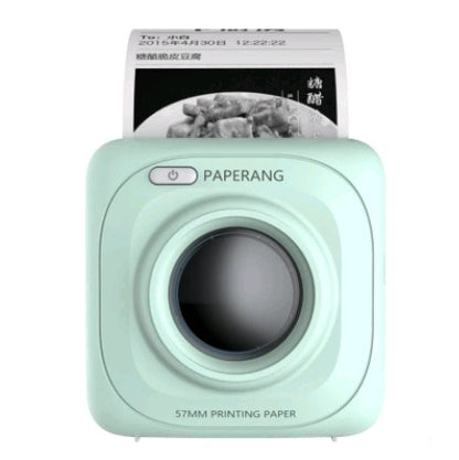 Compact mint green Paperang 57mm portable thermal printer printing photo receipt