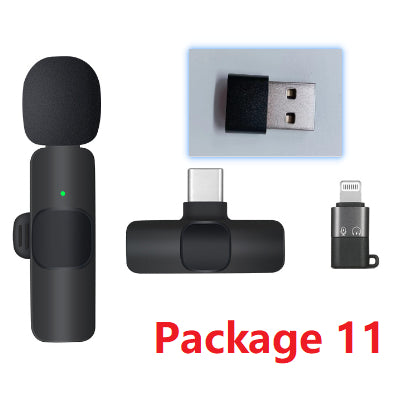 Wireless Type-C lavalier microphone with USB receiver and lightning adapter, Package 11