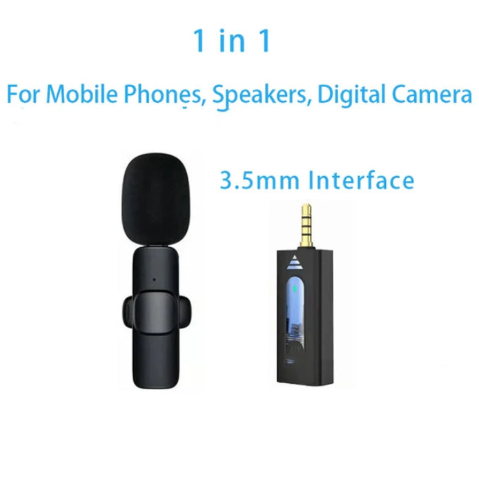 1 in 1 wireless lavalier microphone with 3.5mm interface for mobile phones, speakers, and digital cameras
