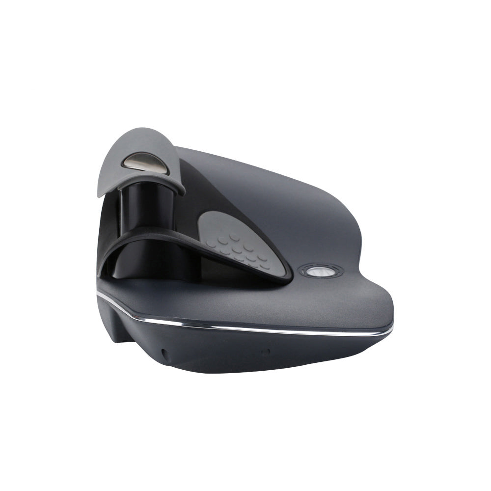 Black Trendoligy neck massager with heat function and pulse therapy on white background