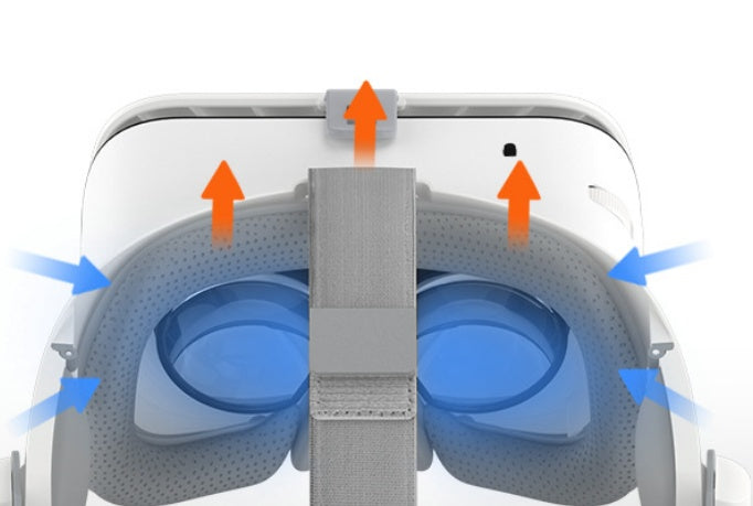 White Bobo Z6 wireless VR headset with blue resin lenses and breathable cushioning showing airflow design