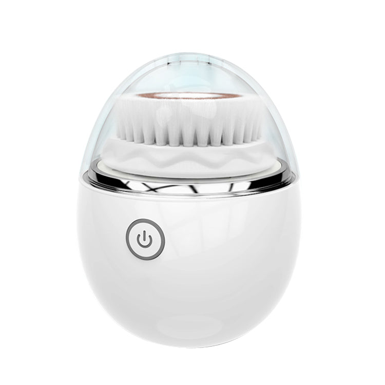 White ultrasonic electric face washer with wireless charging and soft bristle brush