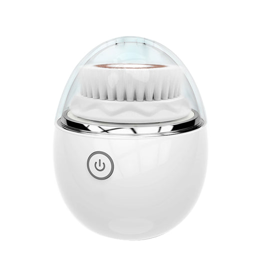 White ultrasonic electric face washer with wireless charging and soft bristle brush