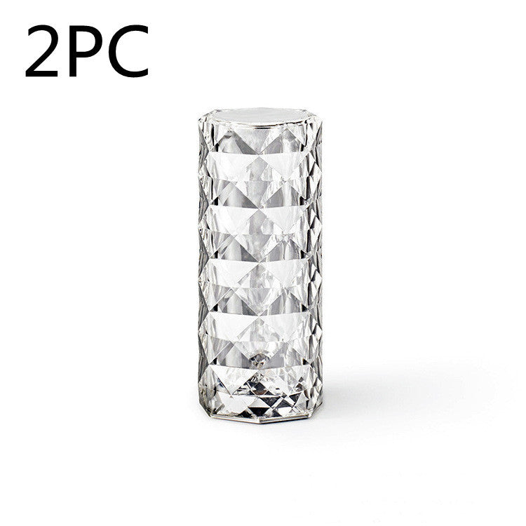 Clear crystal glass with diamond-cut pattern, standing upright on white background, labeled 2PC