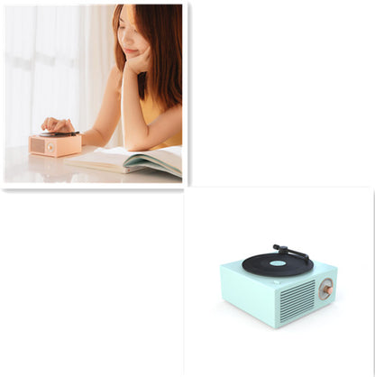 Trendoligy retro mini phonograph Bluetooth speaker in pastel blue with wireless portable audio features