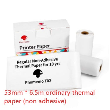 Phomemo thermal printer paper pack with three white 53mm x 6.5m non-adhesive rolls for portable mini printers