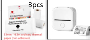 Compact white portable wireless mini thermal photo printer with inkless printing and printer paper packs