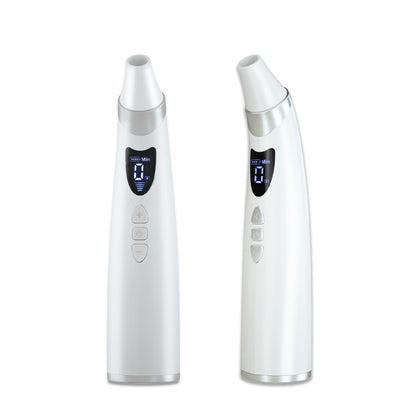 White USB blackhead remover with digital display and control buttons, strong suction pore cleaner