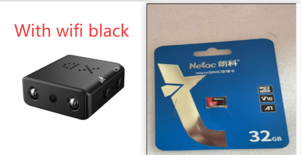 Compact black Trendoligy mini camera with WiFi, 1080p HD, night vision, and motion detection
