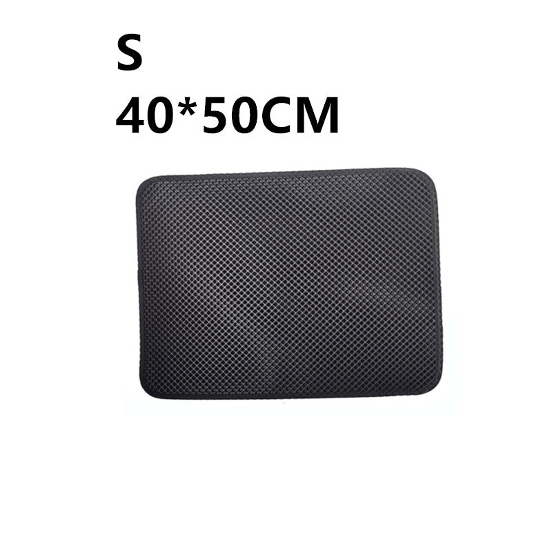 Black small waterproof cat litter mat with mesh texture, size 40x50cm