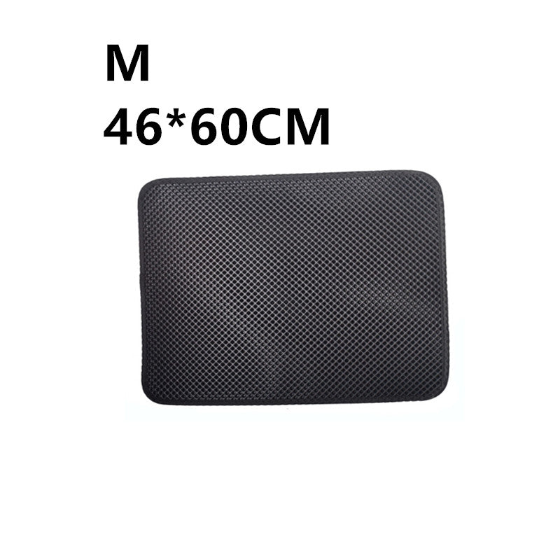 Medium black waterproof cat litter mat with textured surface, size 46x60 cm