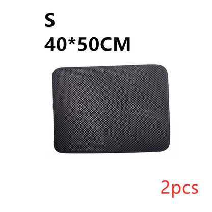 Black waterproof cat litter mat 40x50cm, easy clean EVA, pack of 2 pieces