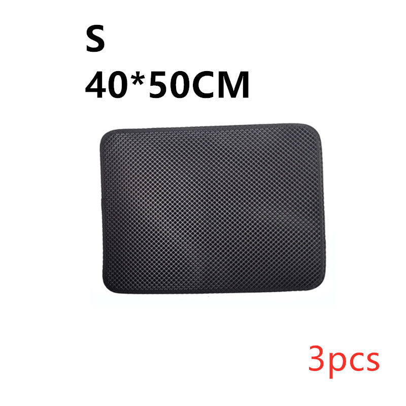 Black waterproof cat litter mat 40x50cm with textured surface, pack of 3 pieces