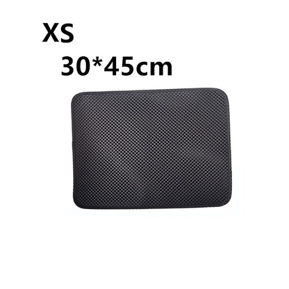 XS black waterproof cat litter mat 30x45cm with textured surface for easy cleaning
