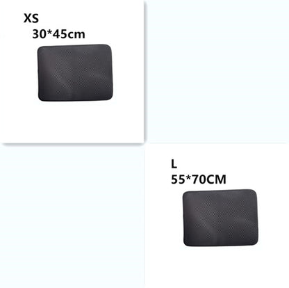 Black waterproof Trendoligy cat litter mats in XS 30x45cm and L 55x70cm sizes with textured surface
