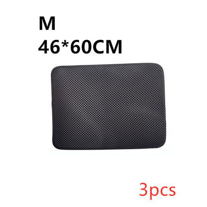 Black waterproof cat litter mat size M 46x60cm with textured surface, pack of 3