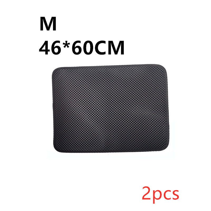 Medium size 46x60cm black waterproof cat litter mat with textured surface, 2-piece set
