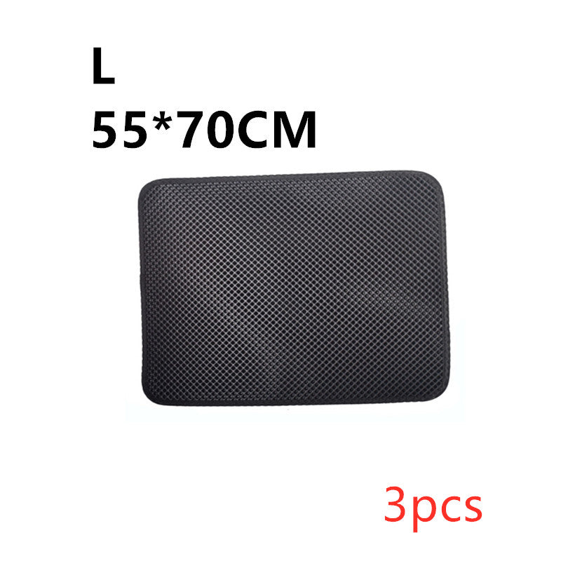Large black waterproof cat litter mat 55x70cm with textured surface, pack of 3 pieces