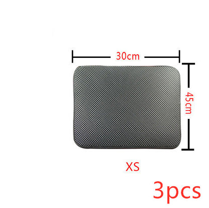 Black XS waterproof cat litter mat with non-slip textured surface, 30x45 cm, set of 3 pieces