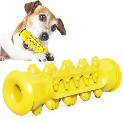 Small dog chewing durable yellow TPR and nylon dental chew toy for teeth cleaning