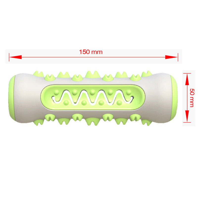 Yellow and grey durable TPR nylon dog chew toy with spikes for teeth cleaning, 150mm length, 50mm width