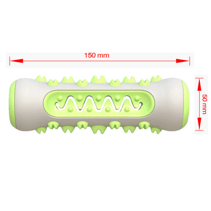 Yellow and grey durable TPR nylon dog chew toy with spikes for teeth cleaning, 150mm length, 50mm width