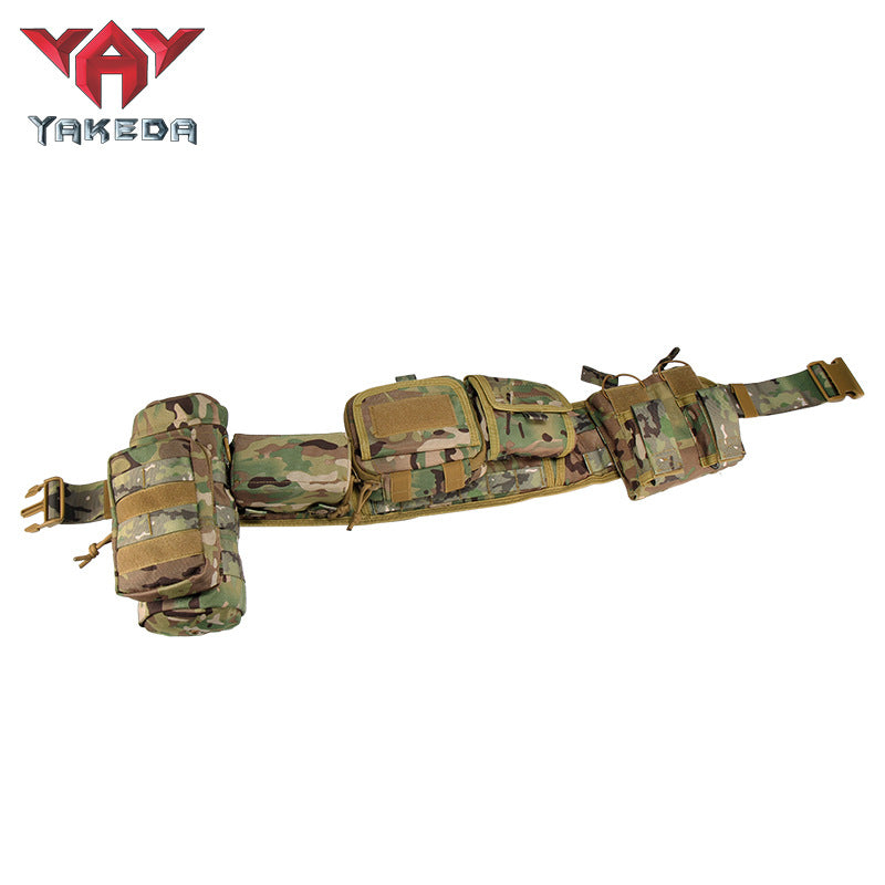 Trendoligy camo tactical belt with MOLLE system and multiple pouches for outdoor waist pack