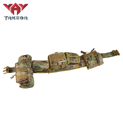 Trendoligy camo tactical belt with MOLLE system and multiple pouches for outdoor waist pack