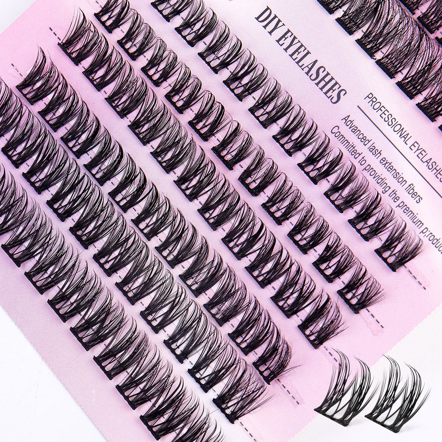 DIY segmented eyelash extensions set with 12 rows of natural professional cluster lashes