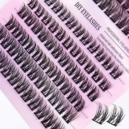 DIY segmented eyelash extensions set with 12 rows of natural professional cluster lashes