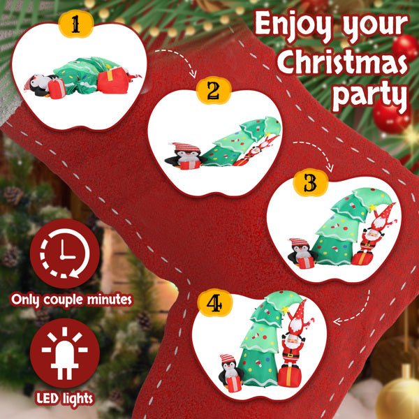 Step-by-step setup of 6ft LED inflatable Christmas elf decoration with holiday party theme