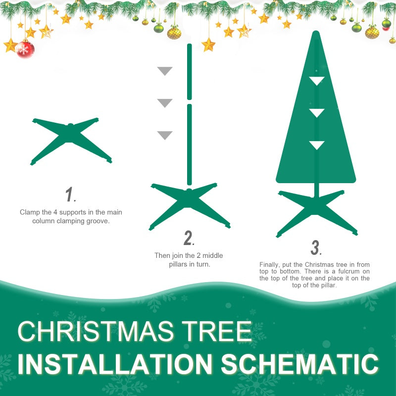 Christmas tree installation schematic showing clamp base, join pillars, and place tree top-down