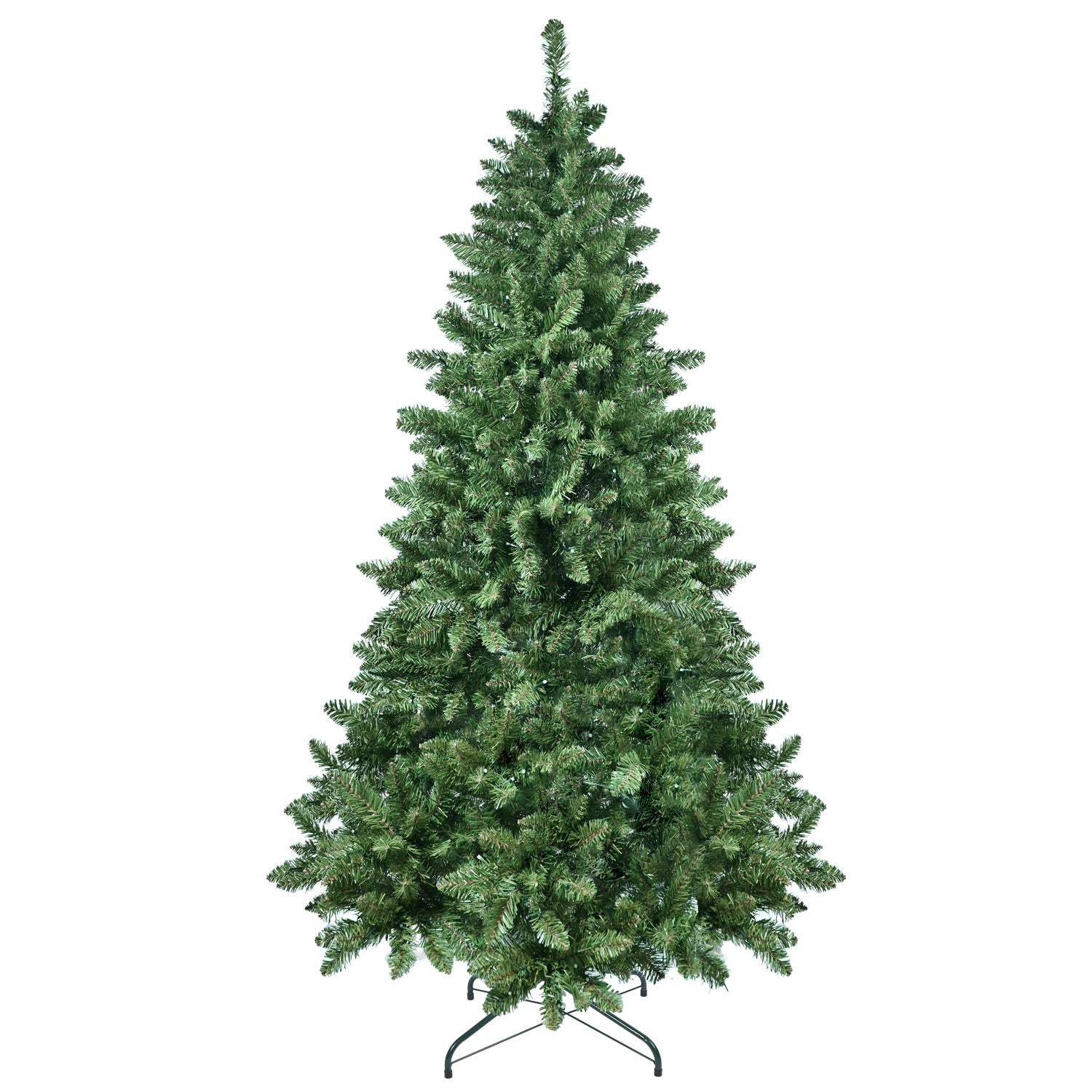 6ft artificial Christmas tree with dense green PE and PVC branches on metal stand