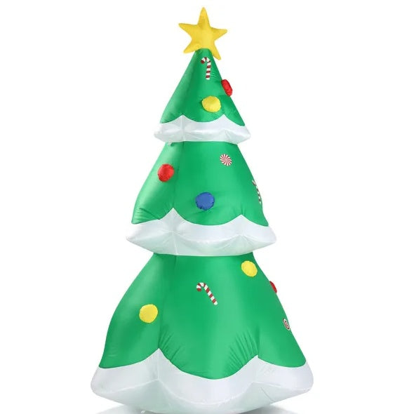 6.9 ft inflatable LED lighted Christmas tree with star top and candy cane decorations