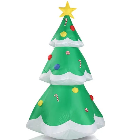 6.9 ft inflatable LED Christmas tree with star topper and candy decorations