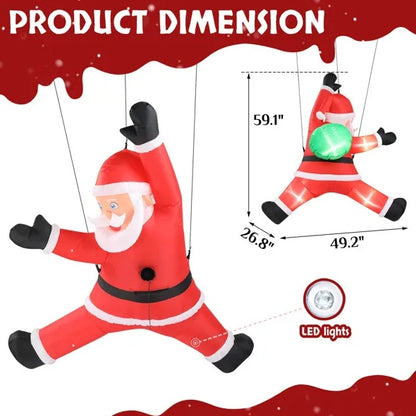 Inflatable 4.9 ft LED lit Santa Claus yard decoration with dimensions 59.1x49.2x26.8 inches