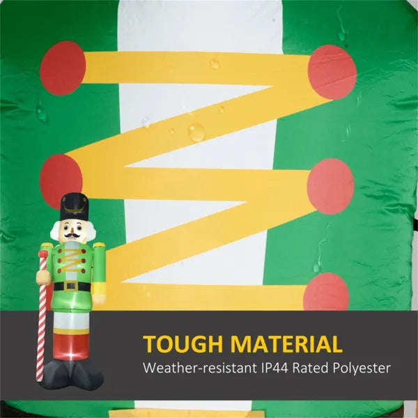 Inflatable nutcracker soldier Christmas yard decoration with candy cane, weather-resistant polyester