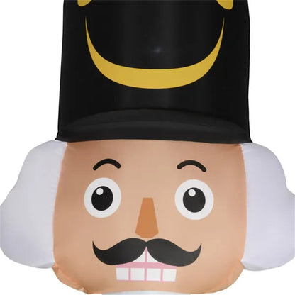 Inflatable Nutcracker Soldier Christmas yard decoration with black hat, mustache, and white hair