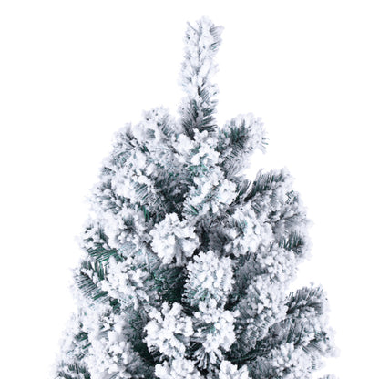 6ft flocked artificial Christmas tree with dense snow-covered branches against white background