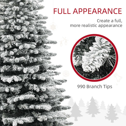 Snow flocked artificial Christmas tree with full branch tips for realistic appearance