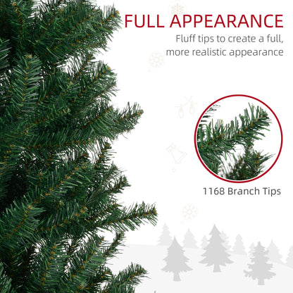 Close-up of green artificial Christmas tree branches with 1168 tips for full, realistic appearance