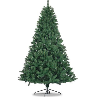 6 ft unlit artificial spruce Christmas tree with dense green branches on a foldable stand