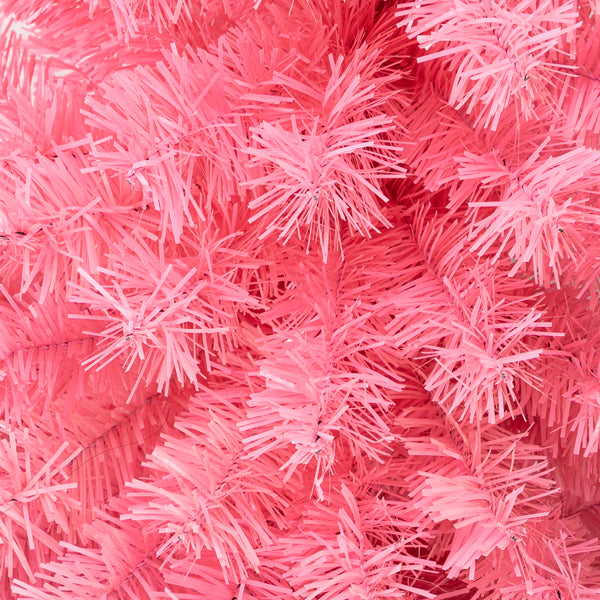 Close-up of a 6ft bright pink PVC artificial Christmas tree branches