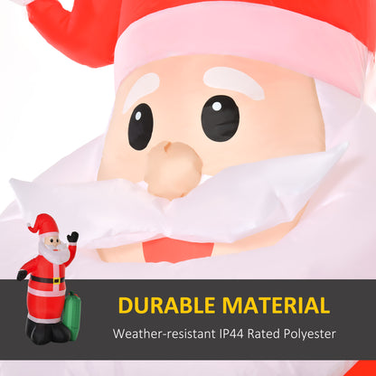 Close-up of 8ft inflatable Santa Claus outdoor Christmas decoration with durable weather-resistant polyester