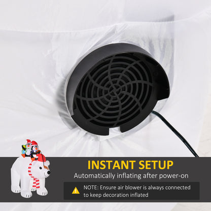 Close-up of black air blower vent attached to white inflatable Christmas bear decoration