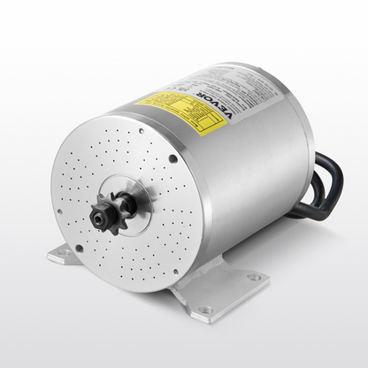 48V 1800W brushless electric motor kit with high torque, dual-direction control, and silver aluminum casing